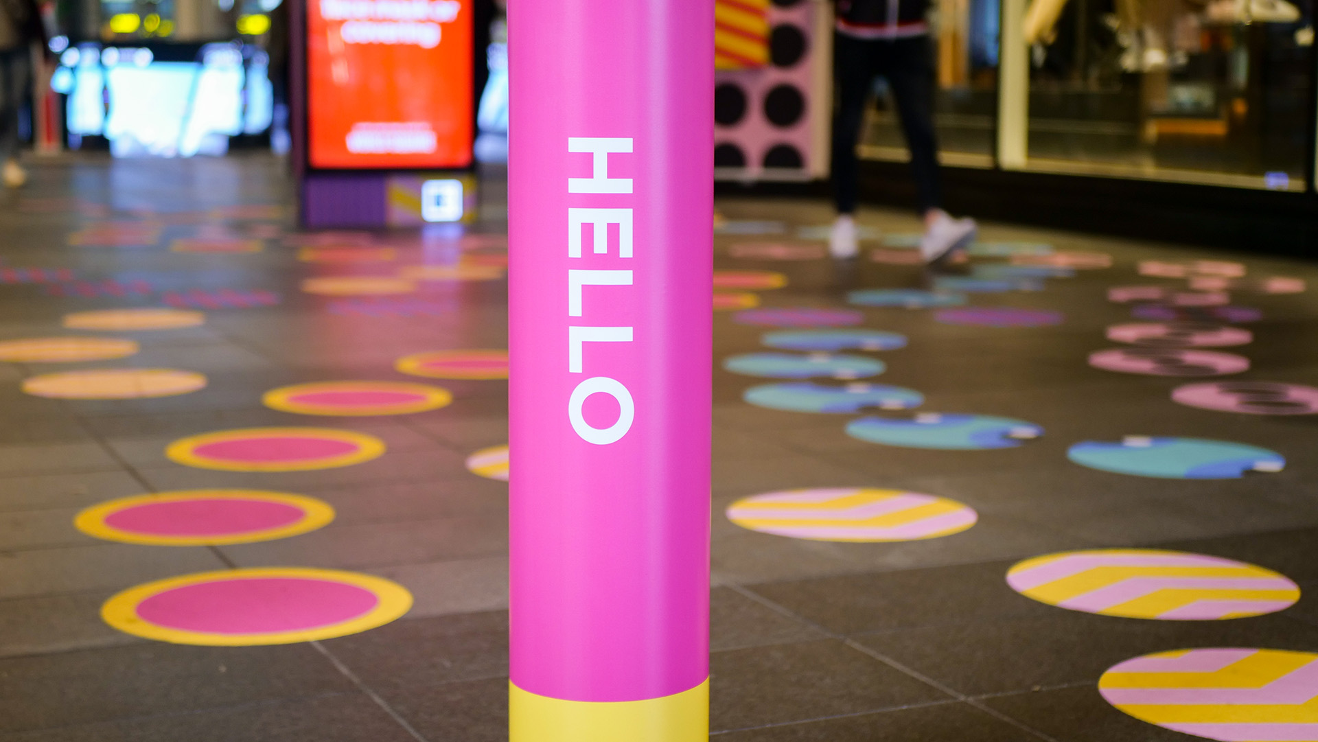 Multicoloured placemaking artistic mural at World Square - a World of Colour by VANDAL